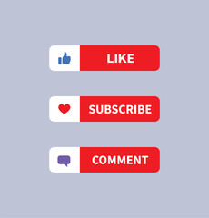 Social Media Buttons like subscribe comment.