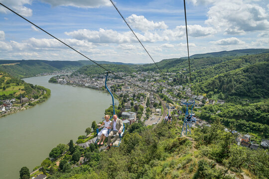 Sesselbahn Boppard, Rhein, Panorama, Rheinland-Pfalz, Deutschland