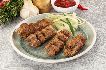 Beef kebab minced meat with onion