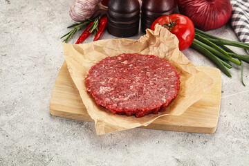 Raw beef burger cutlet minced meat