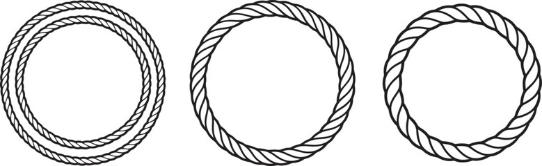 Set of Round Rope silhouette, black and white silhouette, vector and illustration © 69creativedesigner