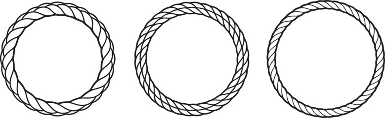 Set of Round Rope silhouette, black and white silhouette, vector and illustration © 69creativedesigner