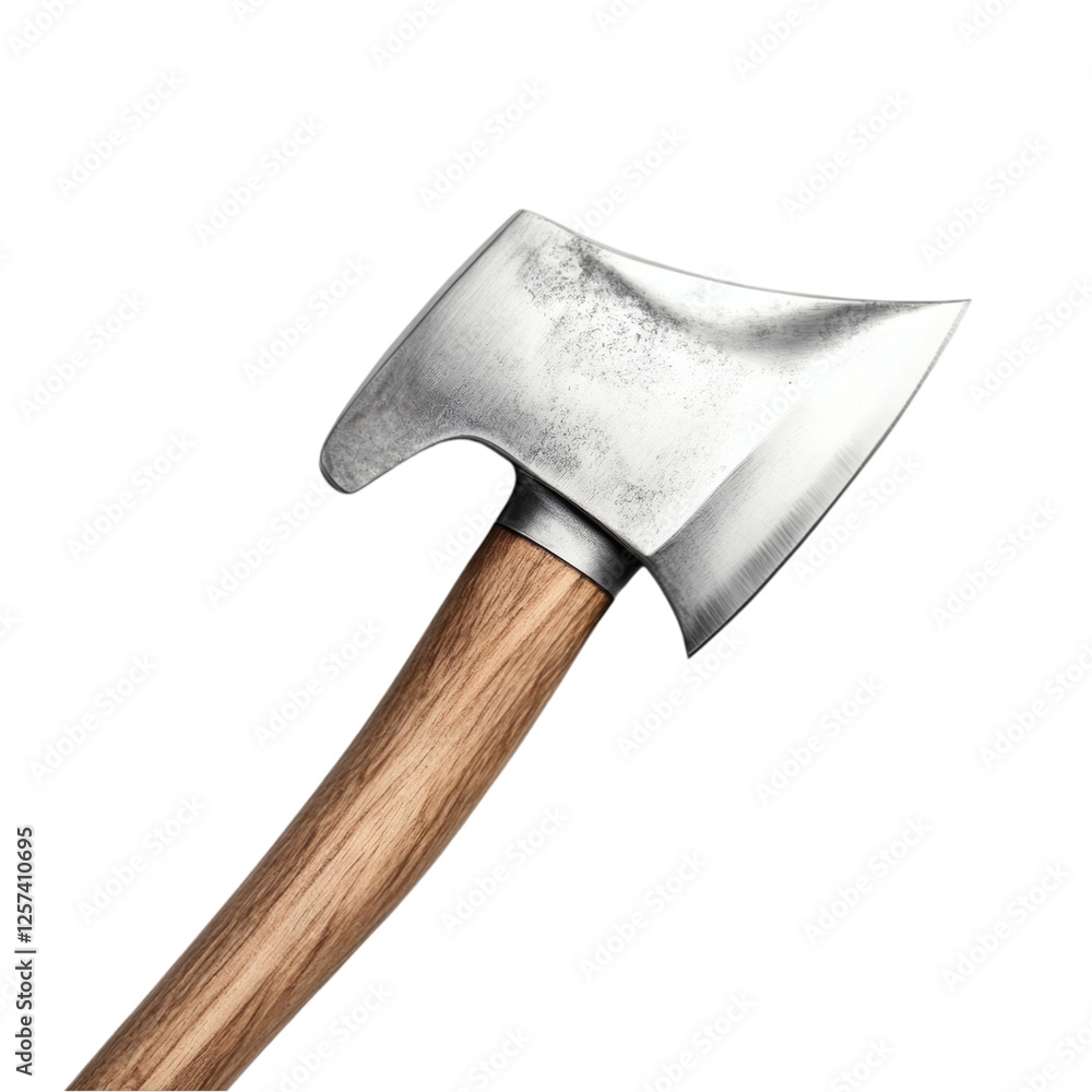 Poster realistic high-quality isolated object of a firefighters axe with a sharp steel blade and a wooden h