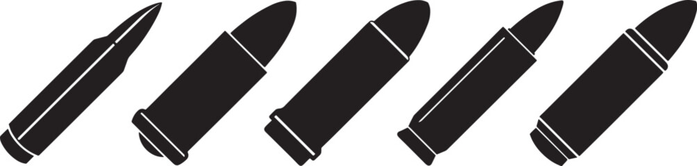 set of bullets silhouette, black and white silhouette, vector and illustration