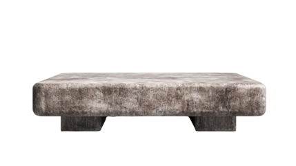 Stylish modern platform bed with a unique, minimal design and neutral color scheme. transparent background