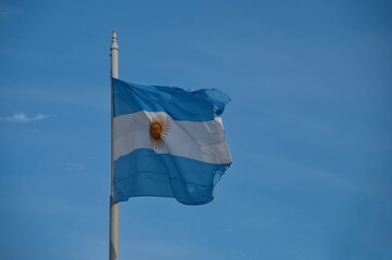 The flag of Argentina waving in the wind