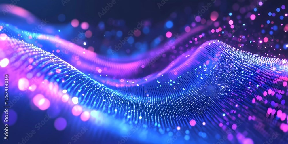 Poster 3d rendering of an empty virtual screen background with neon light blue and purple colors