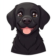 Adorable Black Labrador Puppy Dog Cartoon Illustration Happy Pet Animal Design Graphic Cute Friendly Doggy Drawing Sweet Canine Image Fun Pets Eyes   