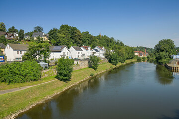 Fototapeta premium Stadtansicht, Diez, Fluß Lahn, Rheinland-Pfalz, Deutschland