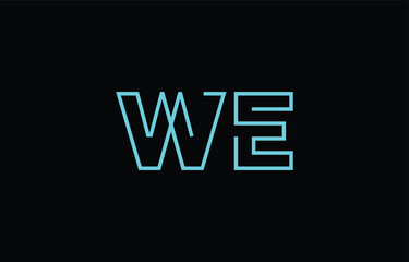 Illustration of creative typography featuring stylized letters W and E with a minimal blue color theme, suitable for branding and graphic design inspiration.