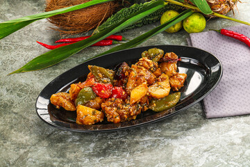 Potato with bell pepper and gravy