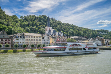 Ausflugsdampfer Boppard auf dem Rhein, Sankt Goar, Rheinland-Pfalz, Deutschland