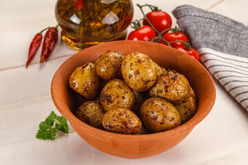 Baked mini potato with herbs