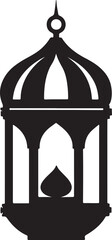 Ramadan lantern silhouette, black and white silhouette, vector and illustration