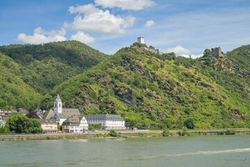 Naklejka premium Kamp-Bornhofen, Burg Sterrenberg, Burg Liebenstein, Rheinland-Pfalz, Deutschland
