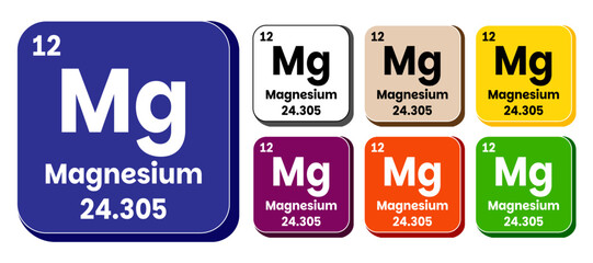Mg, Magnesium element vector icon set, periodic table element. Vector illustration EPS 10 File. Isolated on white background.