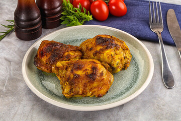 Roasted chicken thighs  with spices