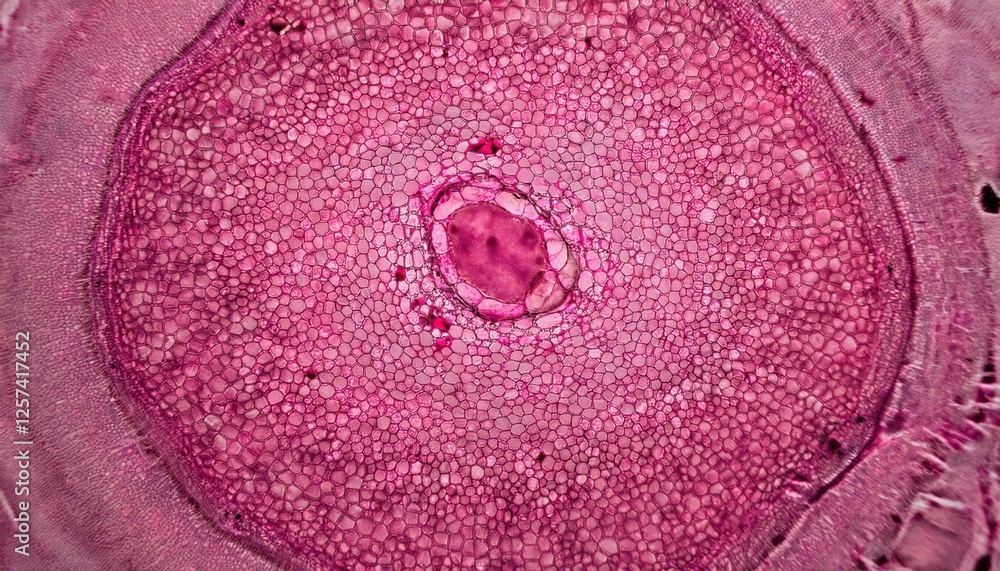 Aufkleber detailed image of root cells undergoing division, showcasing cellular structure and activity in purp