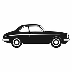 classic car silhouette illustration. Vintage sports car icon design. Sleek black and white vehicle shape art.