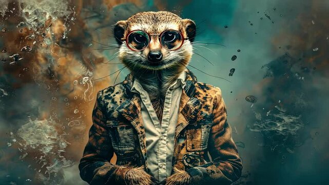 Meerkat in glasses. selective focus