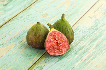 Ripe green raw juicy fig