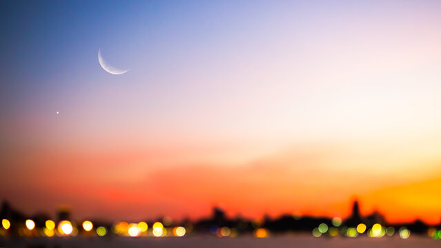 Islam moon star night isra miraj namaz sunset background mubaruk greeting islam ramadan element masjid aqsa hajj kaaba umrah eid arabian religion islamic arab muslim greeting miraj kaaba