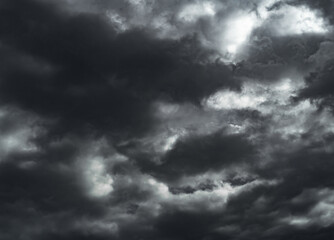 Sky dark cloud storm halloween background rain lightning thunder stormy typhoon Nature light scene...