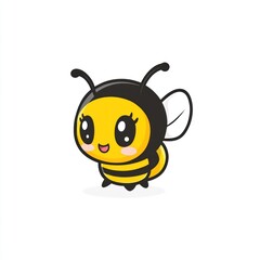 Obraz premium Cute cartoon bee, isolated on white background, for children's book illustration, or educational material