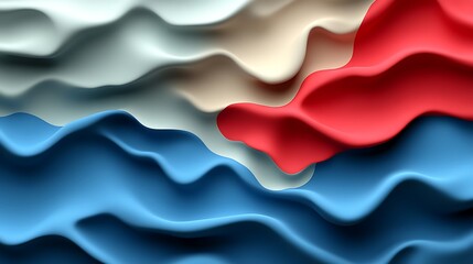 Abstract Wavy Flag Design in Blue Red and White