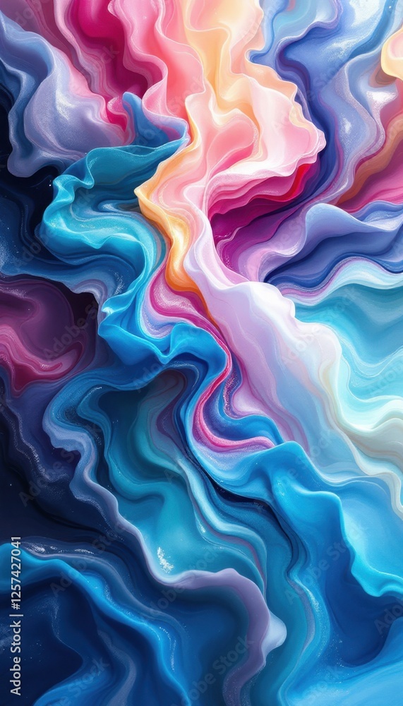 Poster vivid abstract waves of colorful swirling patterns in dynamic flow