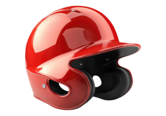 Red baseball helmet.