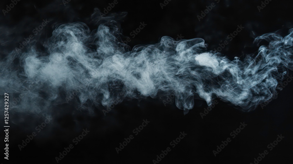 Poster super slow motion smoke floating on black background captured at 1000fps with copy space for creativ