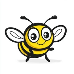 Naklejka premium Cute cartoon bee, friendly, happy, Children's book illustration, stock photo