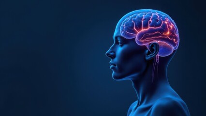 Obraz premium Human brain showing working parietal lobe in profile view