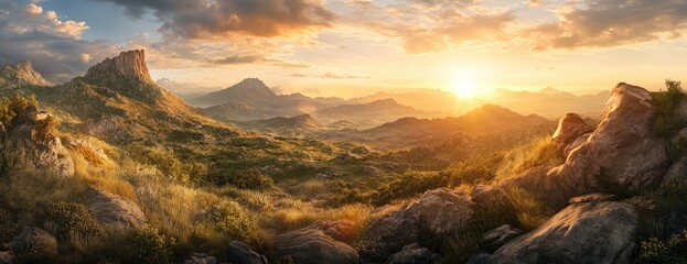 Fototapeta premium Mountain Sunrise Panorama (1)