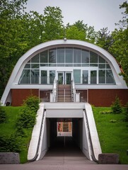 Modern Architectural Building Surrounded By Lush Greenery