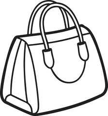 Female handbag line art, black outline, vector and illustration, line art and outline