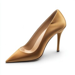 Obraz premium Gold satin heels, studio shot, white background, fashion