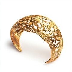 Fototapeta premium Gold bracelet, ornate design, studio shot, white background, jewelry advert