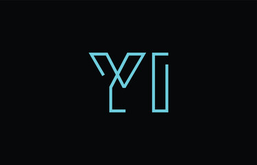 Illustration of creative typography featuring stylized letters Y and I with a minimal blue color theme, suitable for branding and graphic design inspiration.