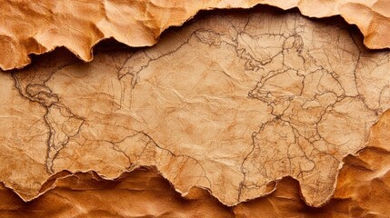 Fototapeta premium Vintage Map Illustration on Crumpled Leather Background with Detailed Texture and Unique Aesthetic Appeal