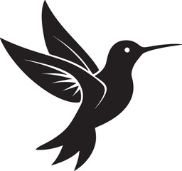 hummingbird silhouette, black and white silhouette, vector and illustration