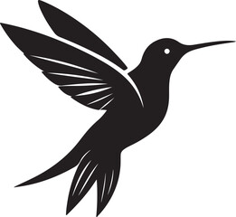 hummingbird silhouette, black and white silhouette, vector and illustration