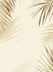 Golden palm leaves background, tropical design, summer, beige backdrop, invitation template