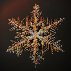 snowflake is a real winter natural macro crystal photo isolated on a dark background