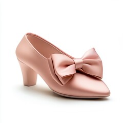 Pink bow high-heel shoe studio shot