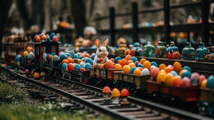 Easter Bunny on Egg Train