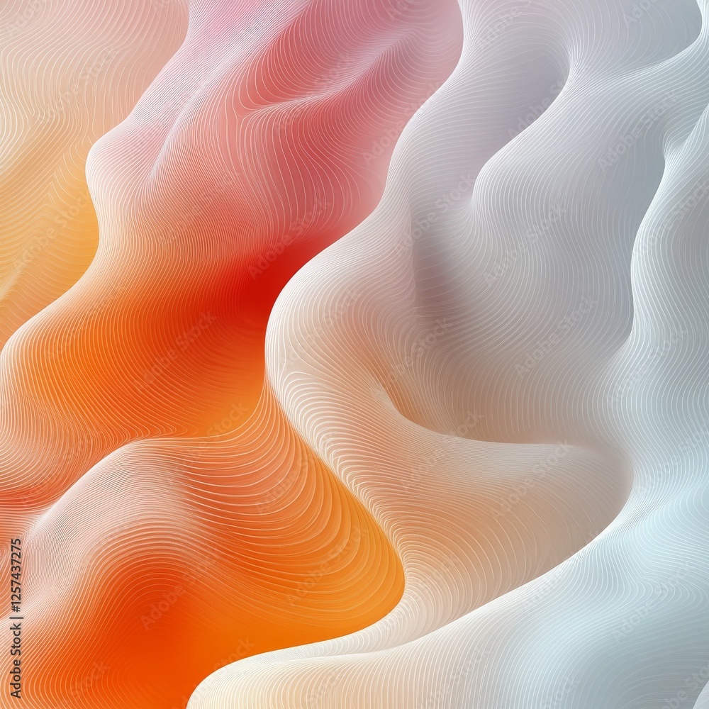 Poster abstract flowing lines in gradient colors: a modern digital art piece with smooth wavy textures and 
