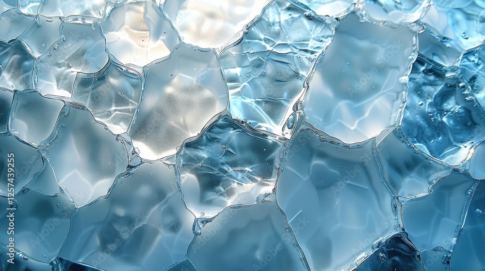 Poster ice fractals: close-up of crystalline patterns in frozen surface