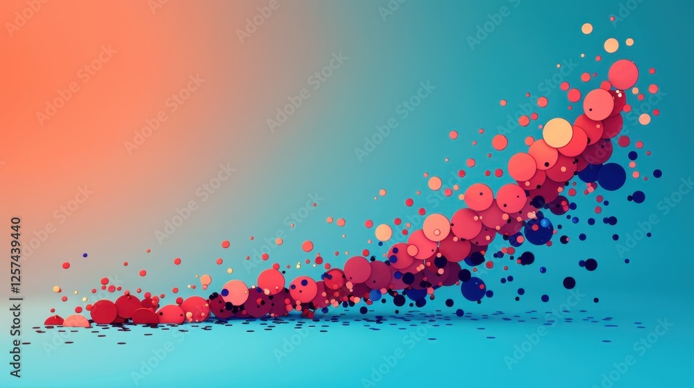 Poster colorful abstract 3d spheres on gradient background with dynamic motion